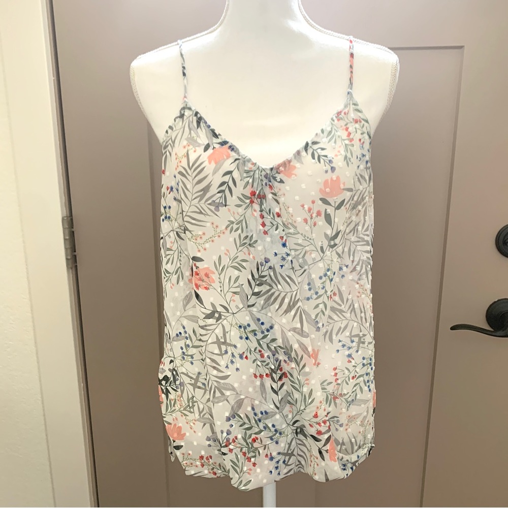 Aqua white floral pattern print draped summer top